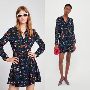 Zara Black & Floral Print Romper Dress VGUC